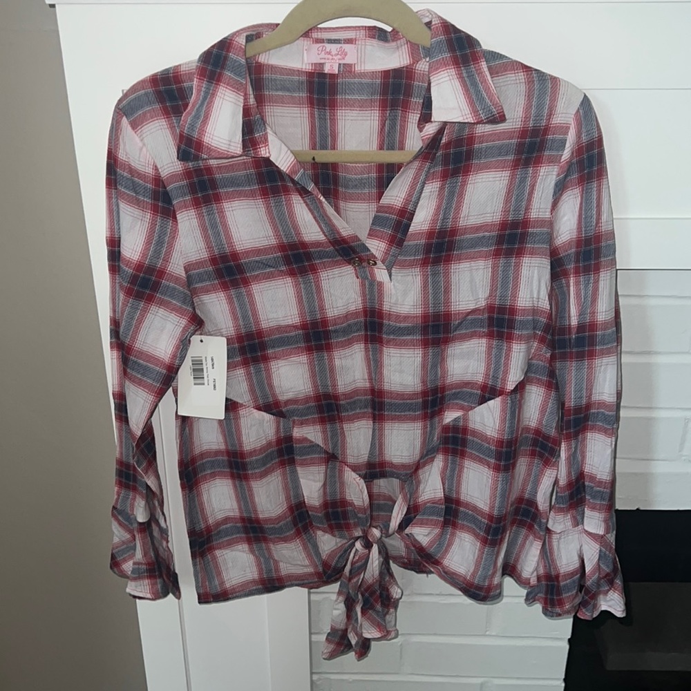 Pink Lily Plaid Shirt